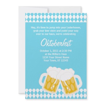 Bavarian Flag & Bier Stein Oktoberfest Invitation by camolove