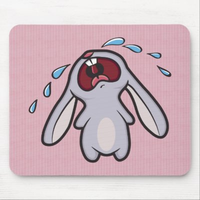 Bawling Bunny on Pink Stripes Mousepad by BawlingBunny