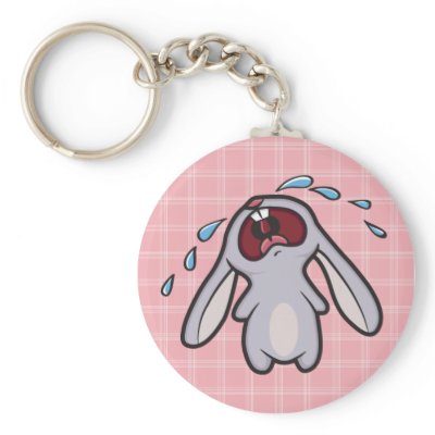 Bawling Bunny with Pink Checks Keychain by BawlingBunny