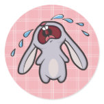 Bawling Bunny with Pink Checks Sticker