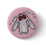 Bawling Bunny with Pink Stripes Button
