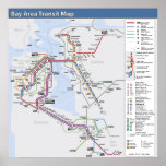 Bay Area Transit Map with Detailed Legend Poster