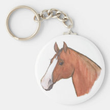 "Bay with Blaze" Horse Keychain