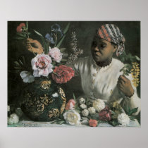 Bazille African Woman With Peonies Print