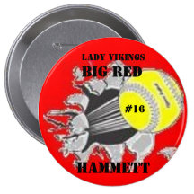 BBBW0131, Hammett, BIG RED, Lady Vikings, #16 Pinback Buttons