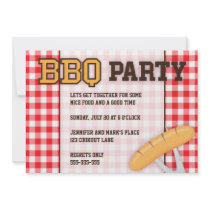 BBQ barbecue party invitation with sausage