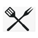 BBQ cutlery icon postcards