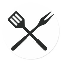 BBQ cutlery icon Round Sticker