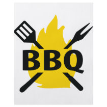 BBQ cutlery with flames icon Full Color Flyer
