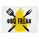 BBQ-Freak with cutlery and flame icon Cards