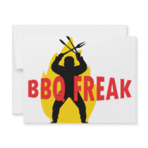 BBQ-Freak with cutlery and flame Personalized Invite
