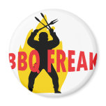 BBQ-Freak with cutlery and flame Magnets