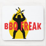 BBQ-Freak with cutlery and flame Mousepads