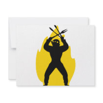 BBQ freak with cutlery icon Invitation