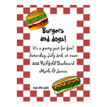bbq invitation postcard