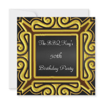 BBQ King Popular Elegant Black Gold  Invitation