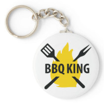 BBQ King with flame icon Key Chain
