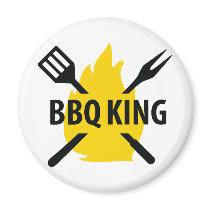 BBQ King with flame icon Magnets