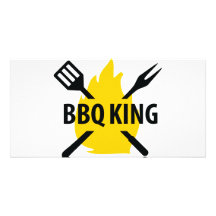 BBQ King with flame icon Photo Card Template