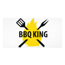 BBQ King with flame icon Photo Card Template