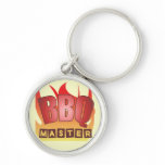 BBQ Master Round Metal Keychain