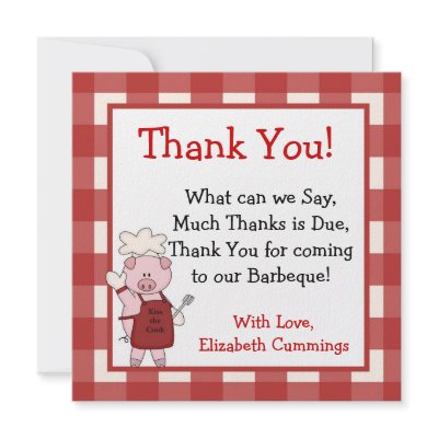 BBQ Party cook out invite cute fun thank you pig by HollyMusolf