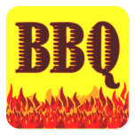 BBQ Red Flames Customisable Jar or Canning Sticker