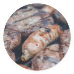 BBQ Sausages Round Sticker