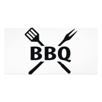 BBQ with cutlery icon Customized Photo Card