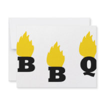 BBQ with flames icon Personalized Invitations
