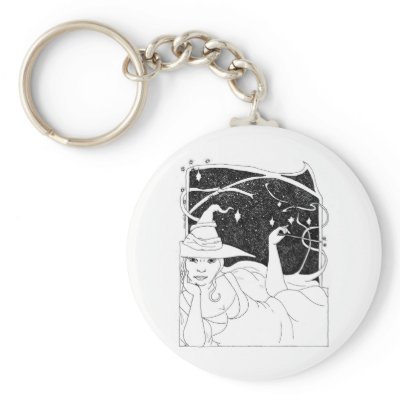 BBW Big Beautiful Witch Keychain by BeMusedArt