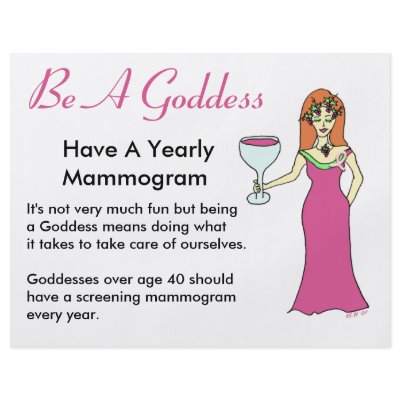 Be A Goddess, Have A Mammogram Wine Goddess BCA Full Color Flyer by Victoreeah
