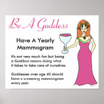 Be A Goddess, Have A Mammogram Wine Goddess BCA Print