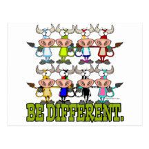BE DIFFERENT funny funky cows Postcard