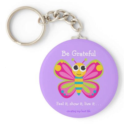 "Be Grateful" Cute Butterfly Keychain by creatingmybestlife
