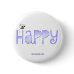 Be Happy - A Positive Word - Round (Blue) Pin