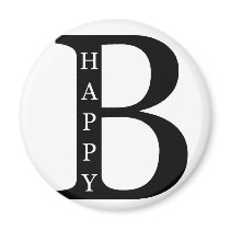 Be Happy (on the inside...black) Fridge Magnets