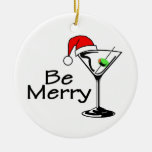 Be Merry Christmas Martini Ornaments
