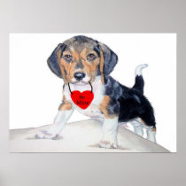 Be Mine Bagel the Beagle Canvas print