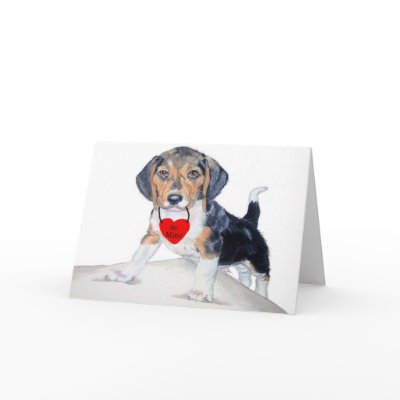 Be MIne Beagle Valentine Greeting Card by mozache