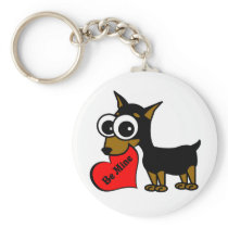 Be Mine Cute Miniature Pinscher Keychain