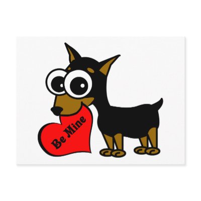 Be Mine Cute Miniature Pinscher Postcards by JKLDesigns