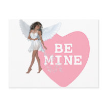 Be Mine Heart Candy Black Hair Angel Design Postcards