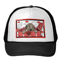 BE MINE - I WUF YOU - I LOVE YOU - PUPPY VALENTINE MESH HATS