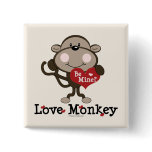 Be Mine Love Monkey Valentines Day Button