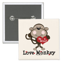 Be Mine Love Monkey Valentines Day Button