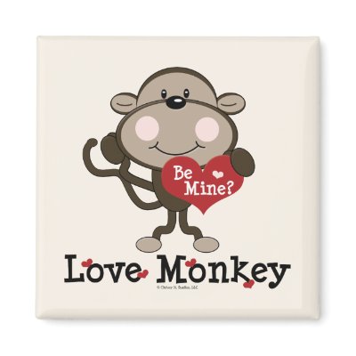 Be Mine Love Monkey Valentine's Day Magnet by HolidayTeesGifts