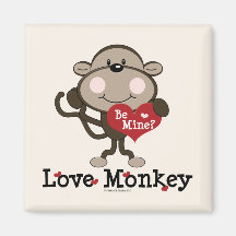 Be Mine Love Monkey Valentine's Day Magnet