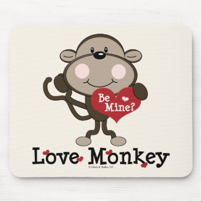 Be Mine Love Monkey Valentines Day Mousepad by HolidayTeesGifts