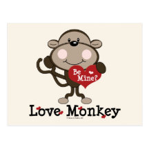 Be Mine Love Monkey Valentine's Day Postcard